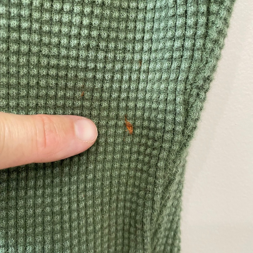 OFFLINE by Aerie XL Olive Green Waffle Knit Cropped Long Sleeve Top Thumbhole - Picture 8 of 8